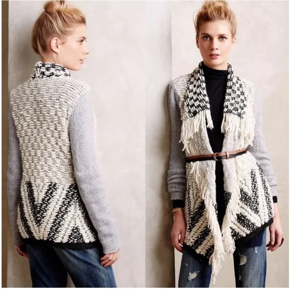 Anthropologie Moth Alba Fringe Sweater Cardigan